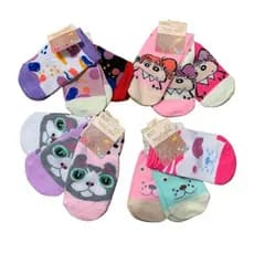 Kit 3 , 6 ou 12 Pares de Meias Antiderrapantes Infantil  2 a 10 anos Menina