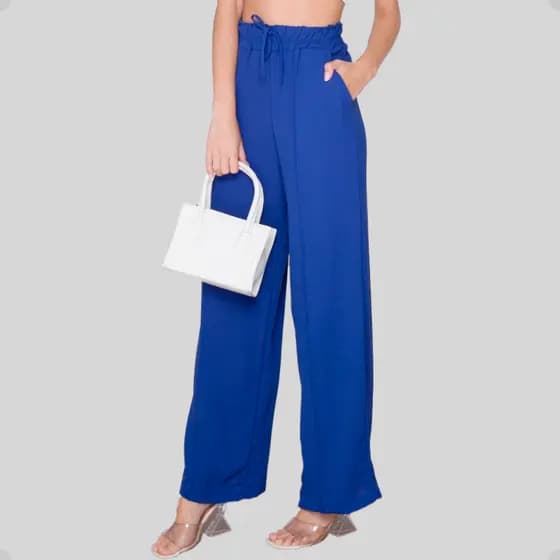 Calça Feminina Pantalona Duna com Elastico Cós alto g1 g2 g3 Moda Wide Leg Verão Praia