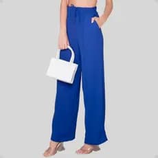 Calça Feminina Pantalona Duna com Elastico Cós alto g1 g2 g3 Moda Wide Leg Verão Praia