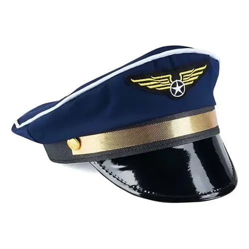 Quepe Piloto Avião Aviador Adulto 23cm X 16cm Fantasia Festa