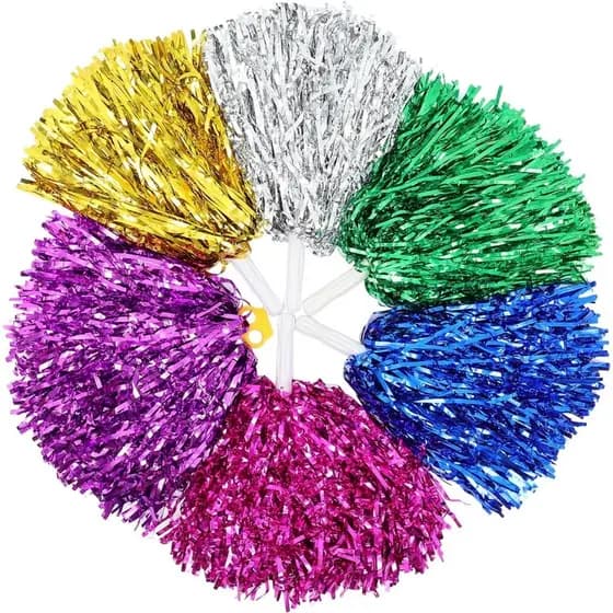 Pompom Metalizado Colorido Líder De Torcida - 1 Par