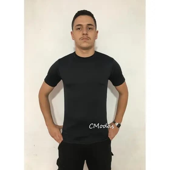 Camisa Masculina Lisa Manga Curta Em Tecido esportivo com Proteção UV