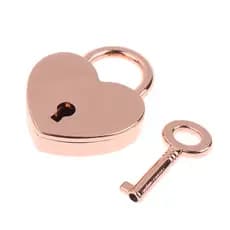 Mini Pequeno Cadeado Vintage Formato Coração Amor Chave Full Cor Rosê