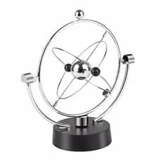 Pendulo Cinético De Newton Giratório Magnético P/ Decoração Cor Prateado