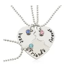 Colar Best Friends Forever 3 Peças Melhores Amigas Coração