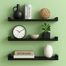 Prateleiras Kit Nicho U 50cm 40cm Preto MDF Promoção Barata P/ Sala e Quarto Decoração Moderna