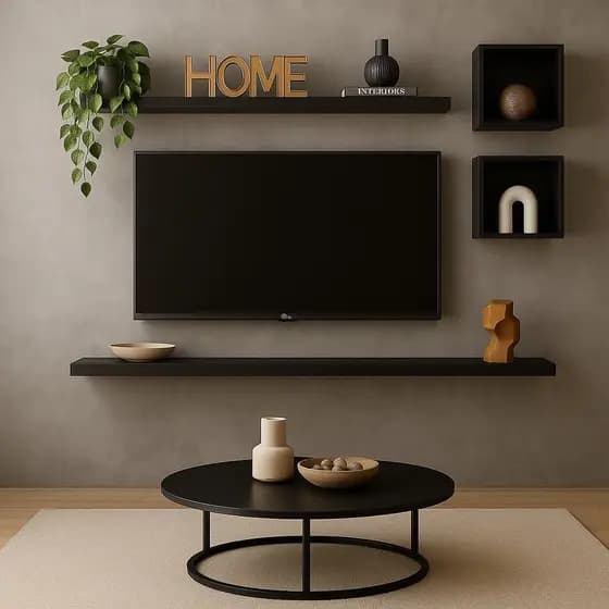 Estante Prateleiras 120x25 + Nichos 30x30 Decoração Moderno Sala Quarto Rack Tv Guarda objetos Oferta Promoção
