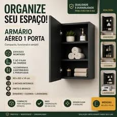 Armário Aéreo Banheiro Compacto em MDF 1 Porta 40cm ou 50 cm