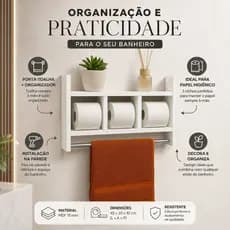 Nicho Porta Toalha Objetos Organizador Mdf Banheiro Decoração Lavabo Moderno Resistente Oferta Shopee Promoção