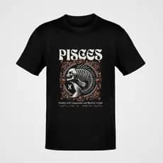 Camiseta Masculina Signo Peixes Sombrio Peixe Esquelético