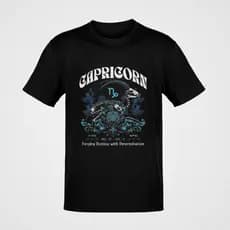 Camiseta Estampa Signo Capricórnio Esqueleto Bode Algodão