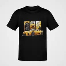 Camiseta Masculina Lamborghini Carro Amarelo Detalhes