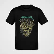 Camiseta Masculina Banda Metallica Estampa Caveira Castelo