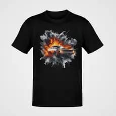 Camiseta Masculina Carro Em Chamas Explosão Clássico