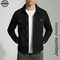 Jaqueta Jeans Masculina Preta Slim Fit Premium Confortável Estilosa Tendência Moda Inverno P Ao GG