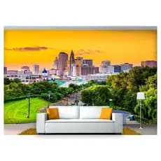 papel de parede Cidade prédios Entardecer 3D 10m² NCD245
