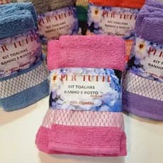 Kit 1 Toalha De Banho (1,20x70x205g) e 1 de Rosto (65x48x80g) Pertutti - 100% Algodão Extrema Maciez