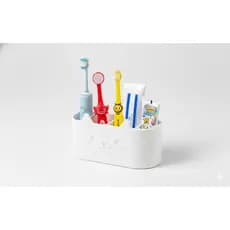 Porta Escova De Dente de Gatinho Branco Com Design Resistente e Drenagem 4 Compartimentos Ideal Para Pia De Banheiro