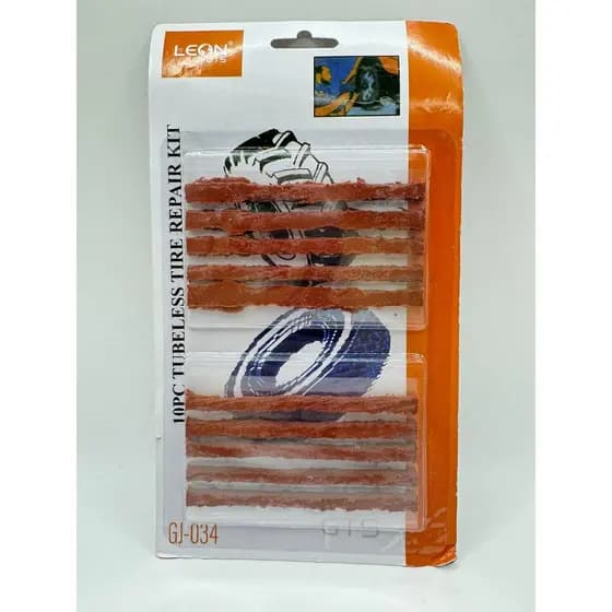 Kit 10 Refil Macarrão Reparo Pneu Sem Câmara Carro Moto 100mm Borracha Vulcanizada Emergência GJ034