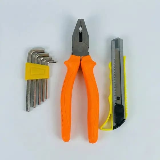 Kit Ferramentas Alicate Universal 8pol Estilete Jogo Chave Allen Reparos Domésticos Leon GTS GJ022
