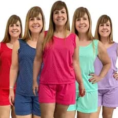 KIT 5 PIJAMA BERMUDA CAMISETA BABYDOLL CONJUNTO SENHORA
