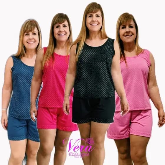 Kit 4 Pijama Feminino Judoca Camiseta e Short feminino Adulto Regata Malha