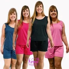 Kit 4 Pijama Feminino Judoca Camiseta e Short feminino Adulto Regata Malha