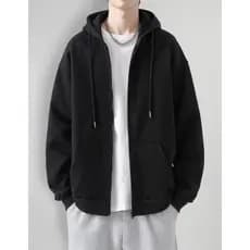 Blusa Moletom  com Ziper Masculina Flanelada Bolso Canguru