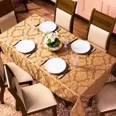 Toalha De Mesa 4 ou 6 Lugares Jacquard Tecido Cozinha
