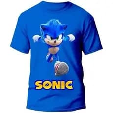 Camiseta Infantil Personagem Sonic 100% Algodão Camiseta Infantil Masculina