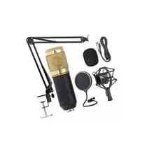 Kit Microfone Condensador Profissional Estúdio de Mesa para Criador Podcaster