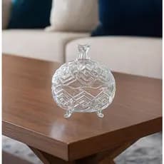 Potiche Cristal C/ Pé transparente Baleiro Bomboniere 12x13cm Vidro Resistente