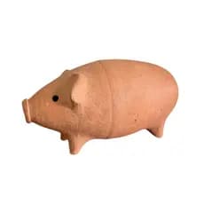 Cofre Porquinho De Barro Artesanal Natural Decoração Feito Á Mão 22Cm Aproximadamente