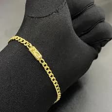 Pulseira Masculina de Ouro Grumet 4mm Banhada a Ouro 24k Pulseira Masculina