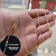 Corrente Masculina De Ouro Grumet 2mm 70cm Banhada a Ouro 18k Cordão C/Garantia