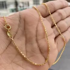 Corrente Masculina de Ouro 24K Carrier Cubinho 1mm 70cm Banhada a Ouro Cordão