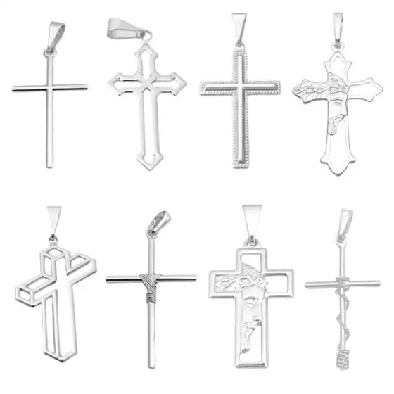 Pingente Masculino de Prata Maciça 925 Crucifixo Rosto De Cristo Banhado a Prata 925 Pingente de Cruz