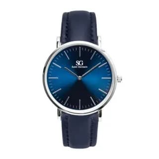 Relógio Masculino Preto Saint Germain Riverdale Blue Silver 40mm  Fundo Azul