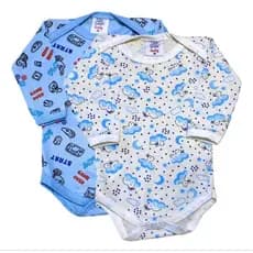 Kit 2 peças BODY MANGA LONGA MALHA 100% ALGODÃO BEBÊ ESTAMPADO