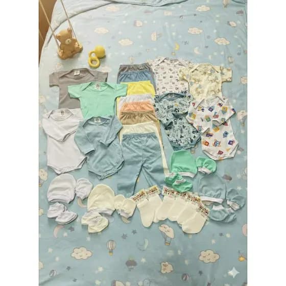 Kit Enxoval de Bebê 34 Peças – 100% Algodão