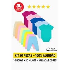 Kit  20 pecas BODY MANGA CURTA e Mijão LISO