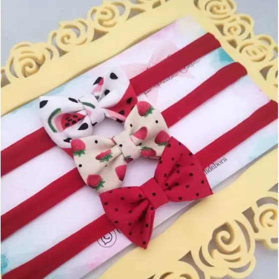 Kit Faixinha de Bebê  Laço Infantil Delicado Meia de Seda Laço de Cabelo
