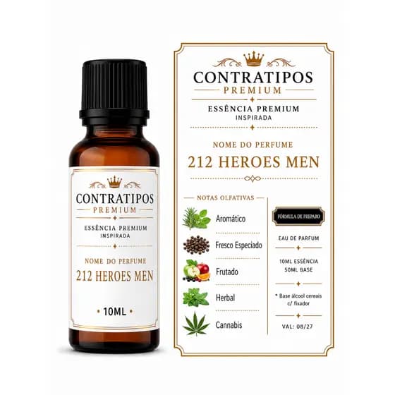 Essência Masculina Tipo Herói Homem | Cítrico Verde Fresco