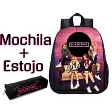 Mochila  e Estojo Blackpink Escola Viagem Passeio compartimento P/ Notebook