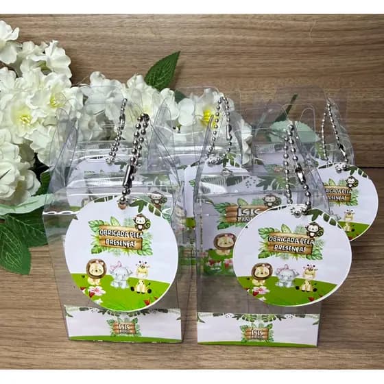 Caixa de acetato modelo Maleta 6x5x5 cm Personalizada com tag e corrente (qualquer tema)