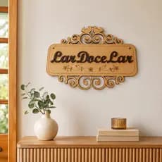 Placa Decorativa MDF Cru Lar Doce Lar Decoração De Porta Entrada Parede