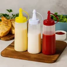 Kit 3 Bisnagas de Plástico Maionese Mostarda e Ketchup 220ML
