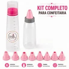 Kit Decorador Bolo 8 Bicos Bisnaga Regadora Confeitaria Decoração Confeitaria Rápida Cupcakes Bolos Doces Festa