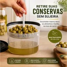 Porta Conserva Prática Escorre Líquido Fácil Uso Prático Cores Sortidas