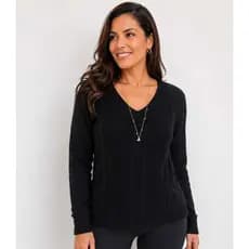 blusa feminina manga longa em tricot gola v tricot , veste g